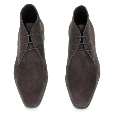 Men's Ankle Boot in Dark Brown Suede Fratelli Borgioli - Made in Italy Craftsmanship