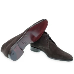 Botín de hombre en ante marrón oscuro Fratelli Borgioli - Fabricación artesanal italiana