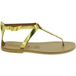 Damen-Riemchen-Sandalen mit gelber Laminierung in Italien von Hand gefertigt