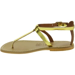Damen-Riemchen-Sandalen mit gelber Laminierung in Italien von Hand gefertigt