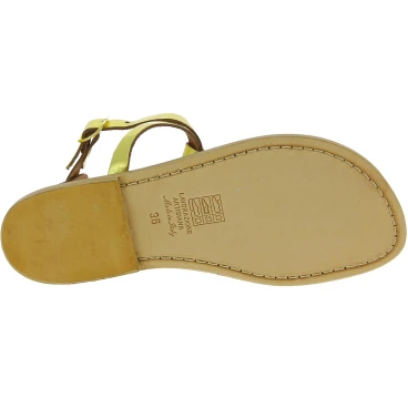 Sandali infradito donna artigianali in pelle laminata giallo