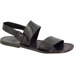 Hand gefertigte Herren-Sandalen aus Schwarze Leder aus Italien