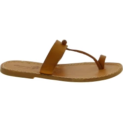 Sandales tongs femme en cuir beige fabriquées à la main en Italie