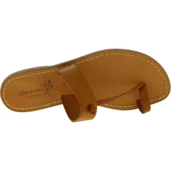Sandales tongs femme en cuir beige fabriquées à la main en Italie