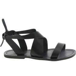 Women's black leather sandals handmade in Italy