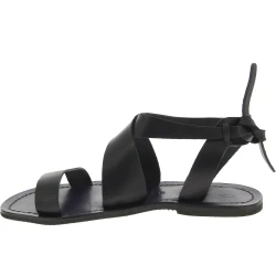 Schwarze Ledersandalen für Damen, handgefertigt in Italien