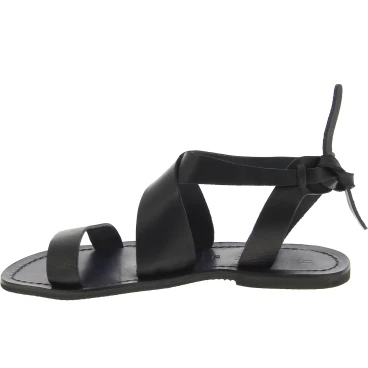 Women's black leather sandals handmade in Italy