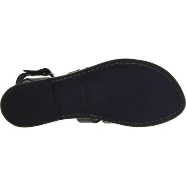 Women's black leather sandals handmade in Italy