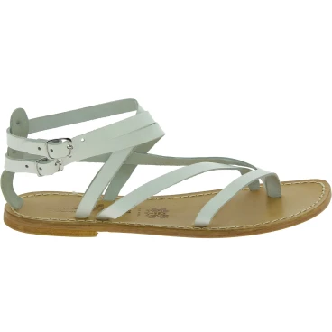 Sandalias Gladiadoras de Cuero Blanco para Mujer - Hechas a Mano en Italia