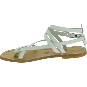 Sandalias Gladiadoras de Cuero Blanco para Mujer - Hechas a Mano en Italia