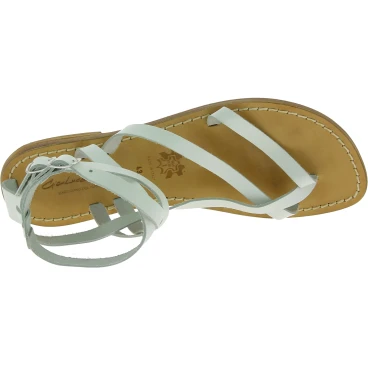 Sandalias Gladiadoras de Cuero Blanco para Mujer - Hechas a Mano en Italia