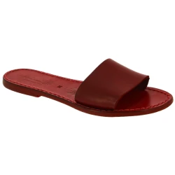 Sandalias de piel roja para mujer - Hechas a mano en Italia