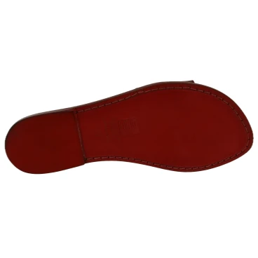 Sandales à enfiler en cuir rouge pour femme - Fabriquées à la main en Italie