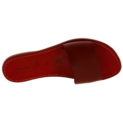 Women's Red Leather Slide Sandals - Handmade in Italy