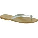 Women's White Leather Thong Slippers - Handmade in Italy