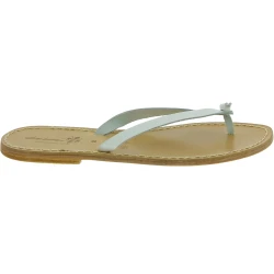 Women's White Leather Thong Slippers - Handmade in Italy