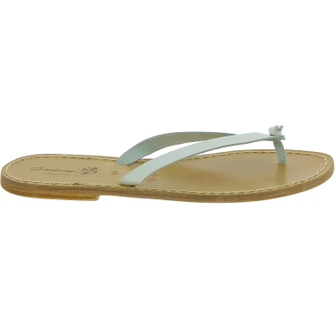 Tongs en cuir blanc pour femme - Fabriquées à la main en Italie