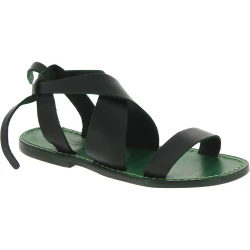 Sandalias verde de piel para mujer hechas a mano en Italia