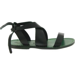 Women's green leather sandals handmade in Italy