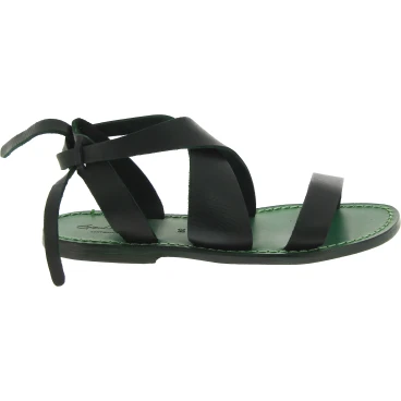 Sandalias verde de piel para mujer hechas a mano en Italia