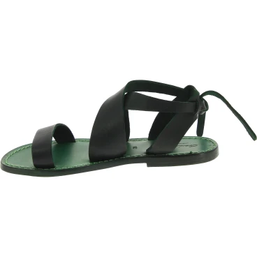 Sandales femme en cuir vert fabriquées à la main en Italie