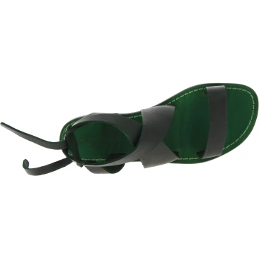 Sandalias verde de piel para mujer hechas a mano en Italia