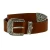 Tan leather western belt with silver metal buckle engraved