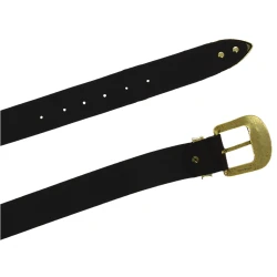 Cinturón wester de cuero marron oscuro con hebilla metálica bronceada