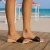 Handmade men's wooden clog slippers with adjustable black leather band