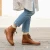 Stivaletti da donna in pelle color cuoio fatte a mano in Italia