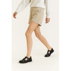 Women's black leather t-strap low top shoes handmade in Italy