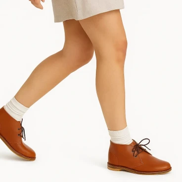 Desert boots femme en cuir marron artisanales fabriqué en Italie
