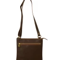 Sac Besace en cuir marron foncé de vachette véritable fabriqué main en Italie